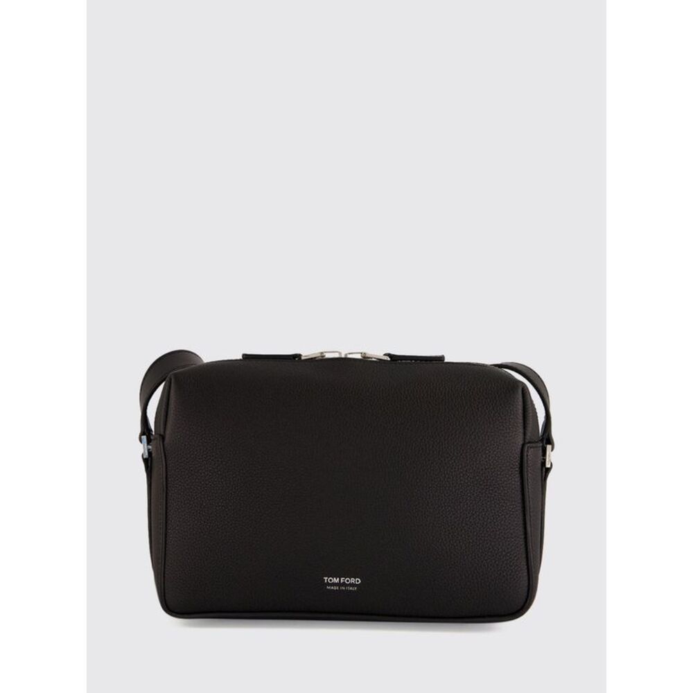 Tom Ford Men Tom Ford Calfskin Messenger Bag With Adjustable Strap And Logo